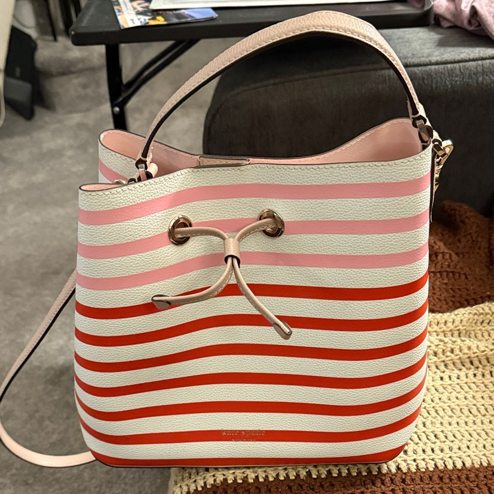 Kate Spade Pink and Red Striped Shoulder Bag